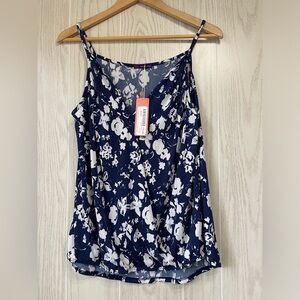 West Kei Floral Knit Cami in Blue/White Floral Size XL NWT